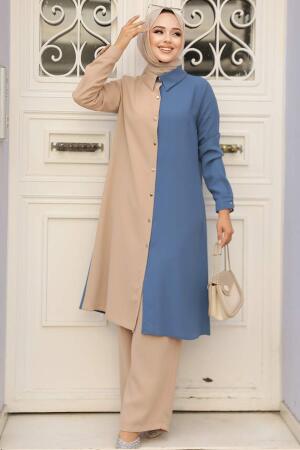 İndigo Blue Hijab Double Suit 52331IM - Thumbnail