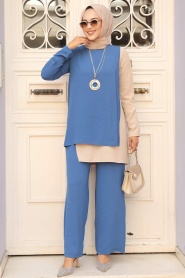 İndigo Blue Hijab Double Suit 5235IM - Thumbnail