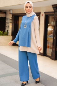 İndigo Blue Hijab Double Suit 5235IM - Thumbnail