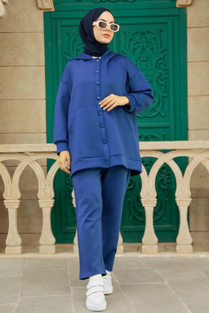 İndigo Blue Hijab Double Suit 7690IM - 2