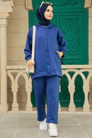 İndigo Blue Hijab Double Suit 7690IM - Thumbnail