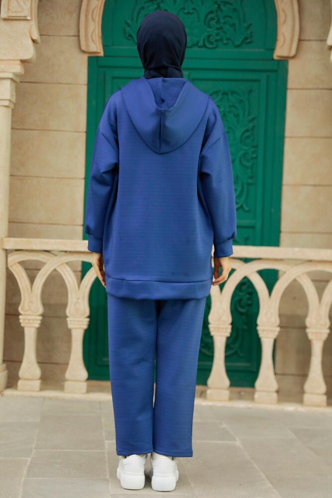 İndigo Blue Hijab Double Suit 7690IM - 3