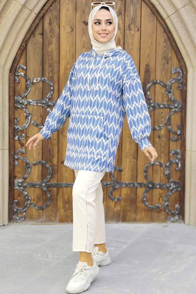 İndigo Blue Hijab Double Suit 9117IM - 1