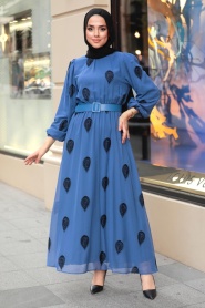 İndigo Blue Hijab Dress 10170IM - 1