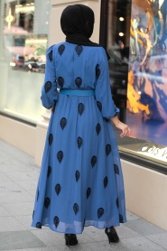 İndigo Blue Hijab Dress 10170IM - 2