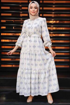 İndigo Blue Hijab Dress 11229IM - 1