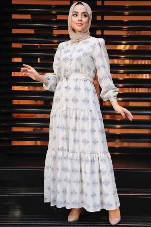 İndigo Blue Hijab Dress 11229IM - 2