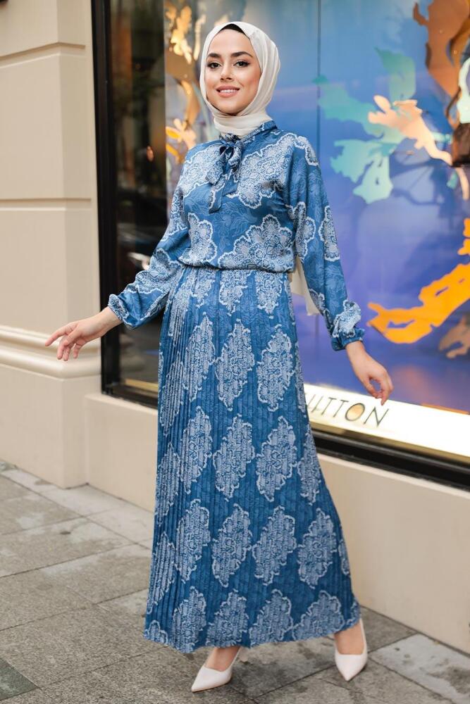 İndigo Blue Hijab Dress 1191IM - 2