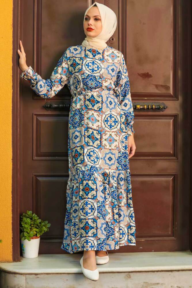 İndigo Blue Hijab Dress 1800IM - 2