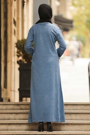 İndigo Blue Hijab Dress 23120IM - Thumbnail