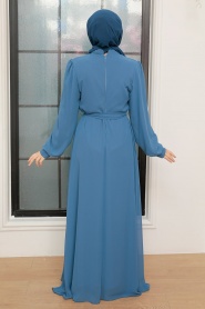 İndigo Blue Hijab Dress 2703IM - Thumbnail