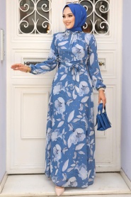 İndigo Blue Hijab Dress 279016IM - Thumbnail