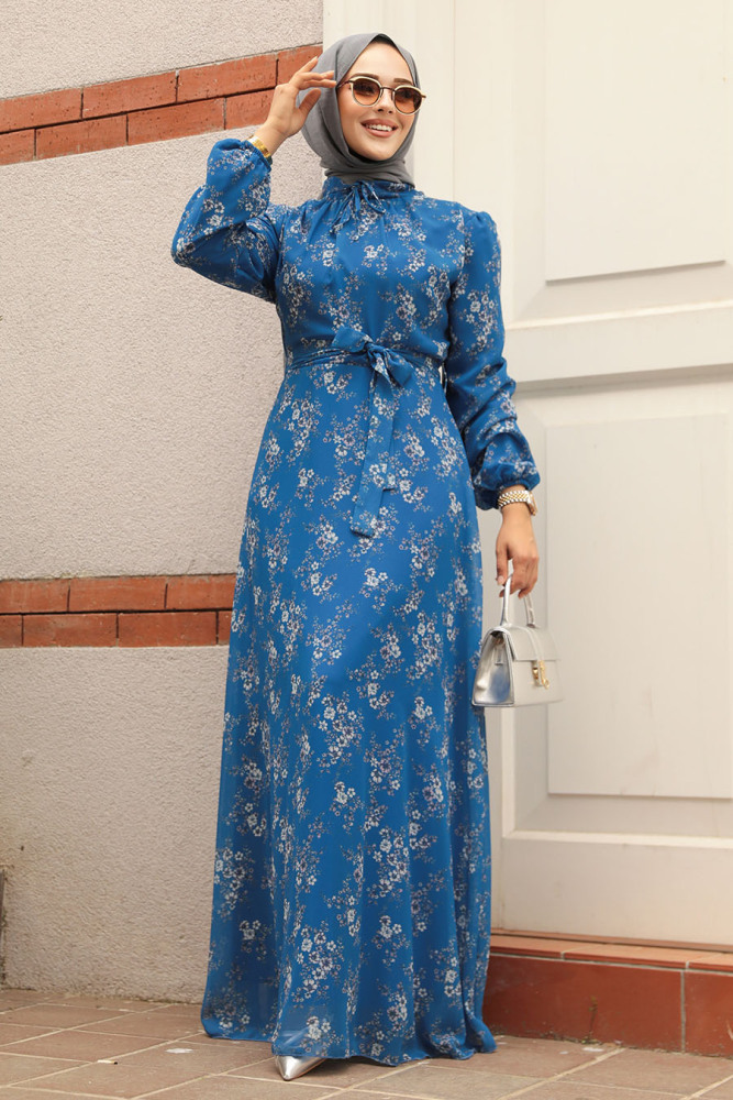 İndigo Blue Hijab Dress 279047IM - 2