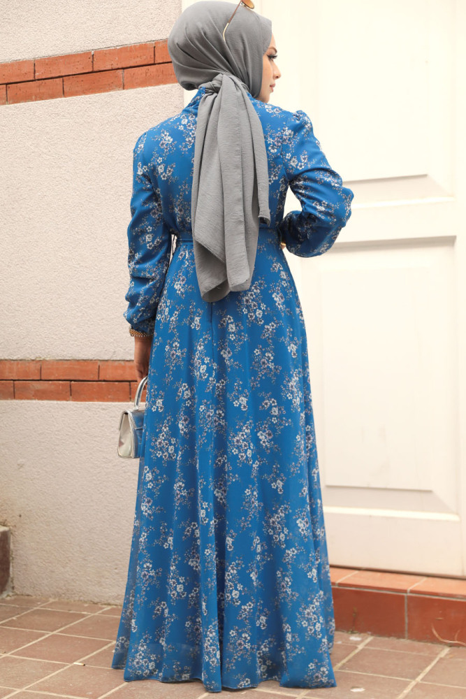 İndigo Blue Hijab Dress 279047IM - 3