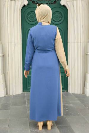 İndigo Blue Hijab Dress 3437IM - 3