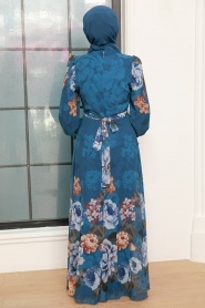 İndigo Blue Hijab Dress 35461IM - Thumbnail