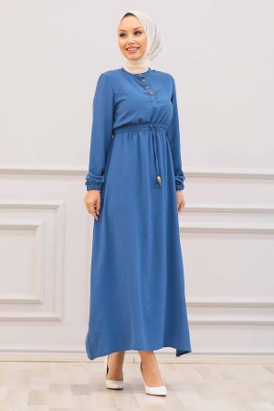 İndigo Blue Hijab Dress 3730IM 