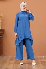 İndigo Blue Hijab Dual Suit Dress 2428IM - Thumbnail