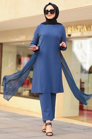 İndigo Blue Hijab Dual Suit Dress 5522IM - Thumbnail
