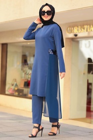 İndigo Blue Hijab Dual Suit Dress 5522IM - Thumbnail