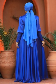 Neva Style - Modern İndigo Blue Islamic Bridesmaid Dress 21930IM - Thumbnail