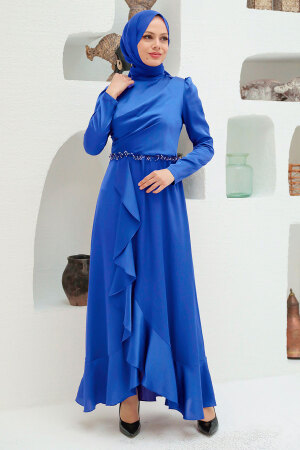 Neva Style - Modern İndigo Blue Muslim Evening Gown 3381IM - 1