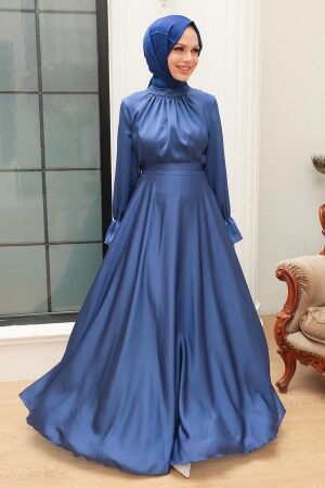 Neva Style - Long İndigo Blue Modest Prom Dress 3449IM - 1