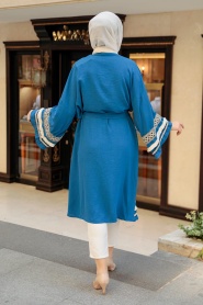 İndigo Blue Hijab Kimono 10455IM - Thumbnail