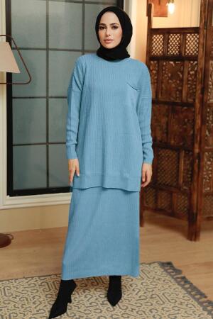 İndigo Blue Hijab Knitwear Suit Dress 34021IM - 1