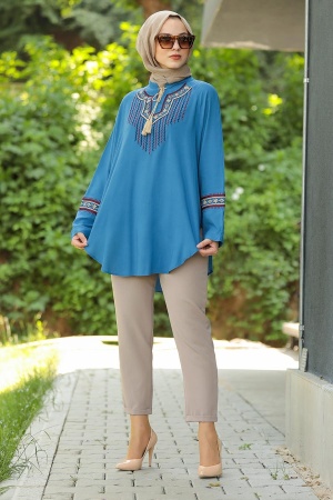 İndigo Blue Hijab Poncho 236IM - 1