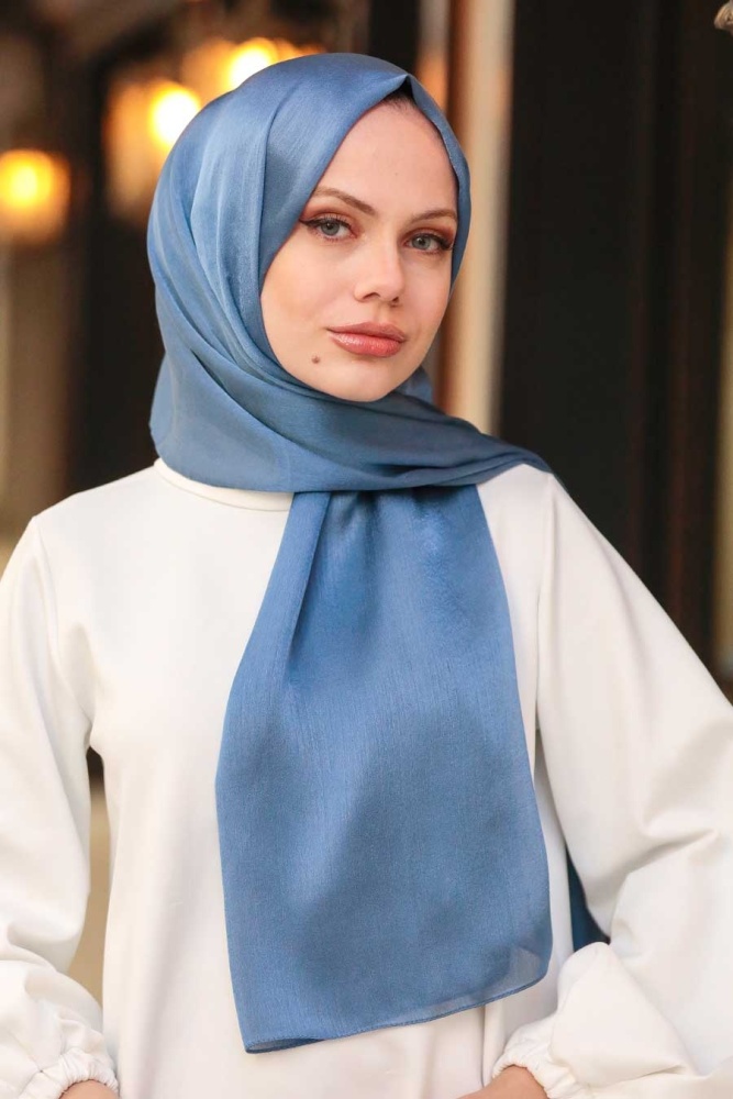 İndigo Blue Hijab Shawl 4990IM - 3