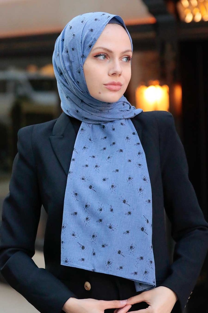 İndigo Blue Hijab Shawl 5096IM - 1