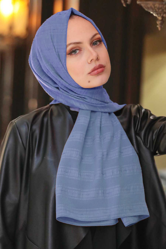 İndigo Blue Hijab Shawl 5305IM - 1