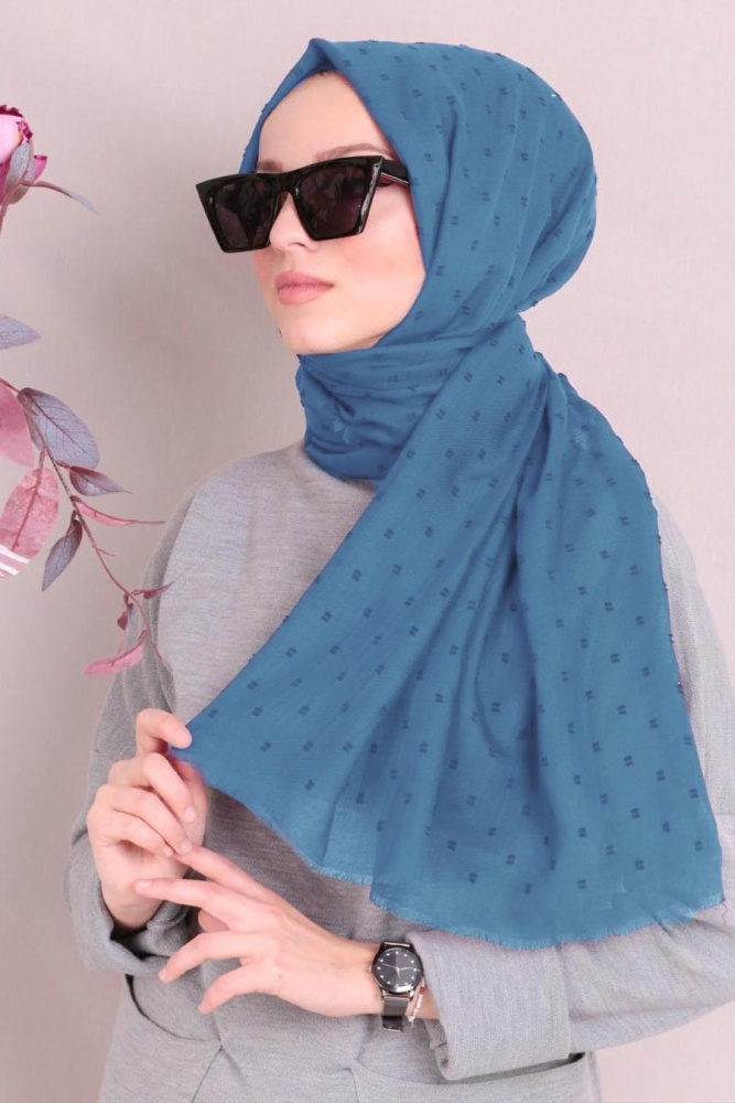 İndigo Blue Hijab Shawl 7470IM - 1
