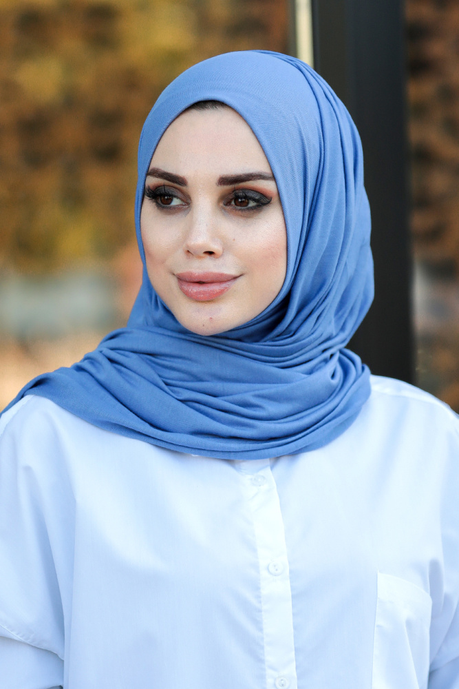 İndigo Blue Hijab Shawl 7528IM - 1