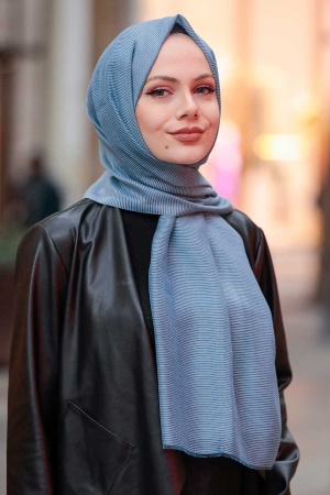 İndigo Blue Hijab Shawl 7547IM - 1