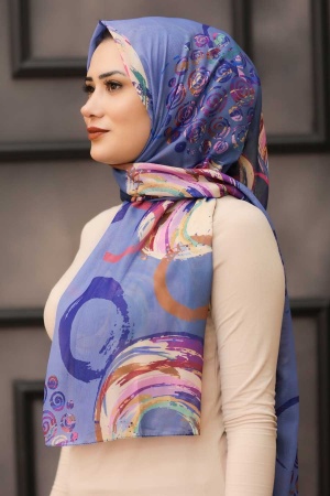 İndigo Blue Hijab Shawl 7564IM - 1