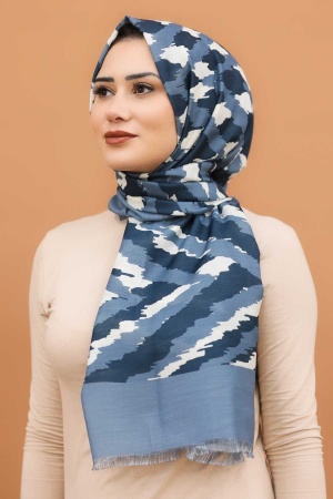 İndigo Blue Hijab Shawl 7567IM - 1