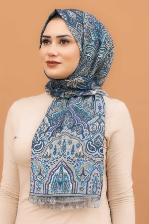 İndigo Blue Hijab Shawl 7570IM - 1