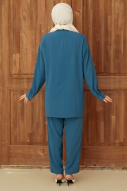 İndigo Blue Hijab Suit Dress 16041IM - Thumbnail