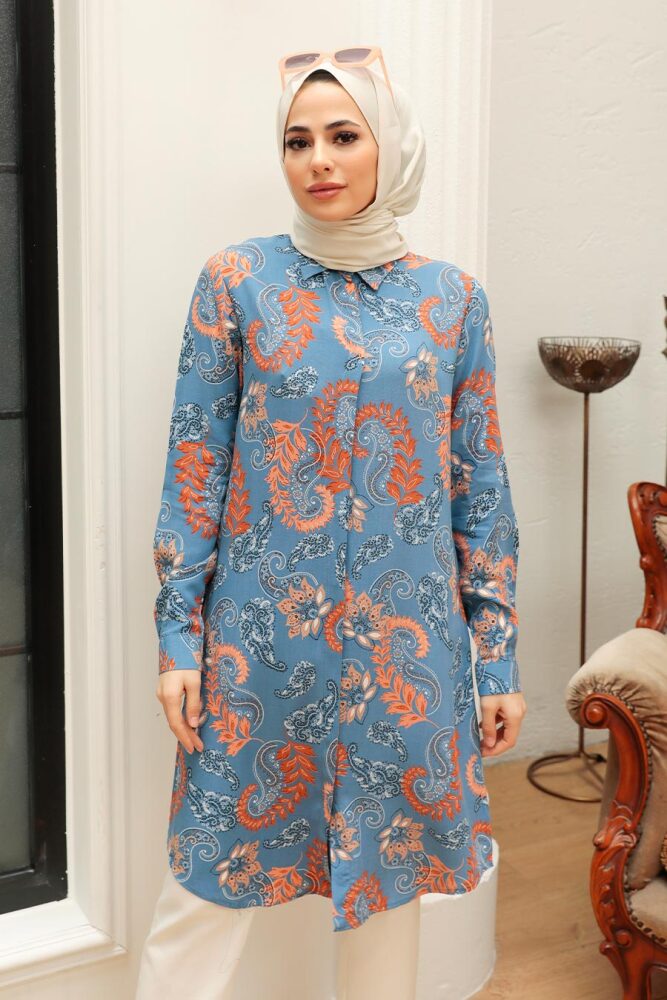 İndigo Blue Hijab Tunic 11586IM - 3