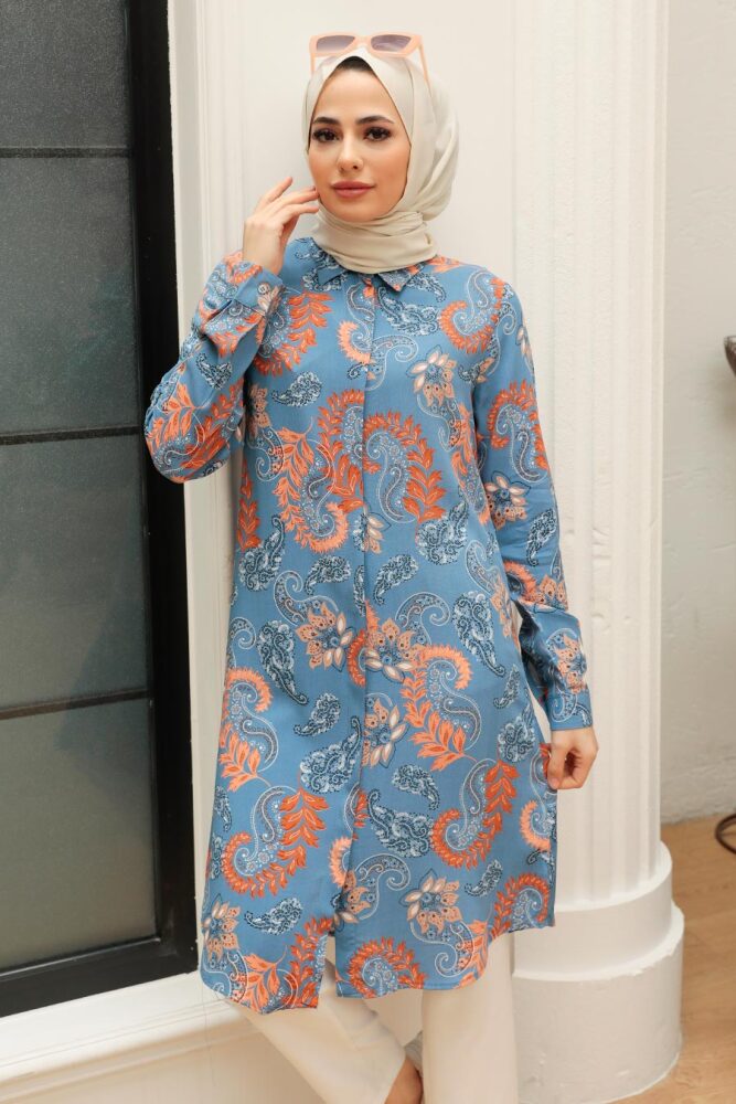 İndigo Blue Hijab Tunic 11586IM - 1