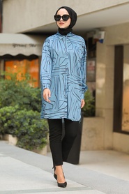 İndigo Blue Hijab Tunic 23750IM - Thumbnail