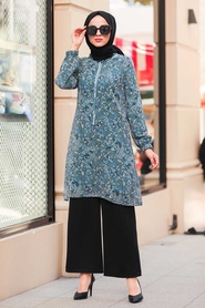 İndigo Blue Hijab Tunic 30260IM - Thumbnail