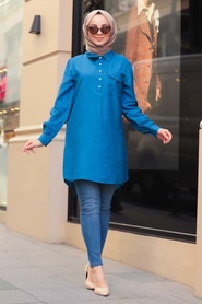 İndigo Blue Hijab Tunic 5699IM - Thumbnail