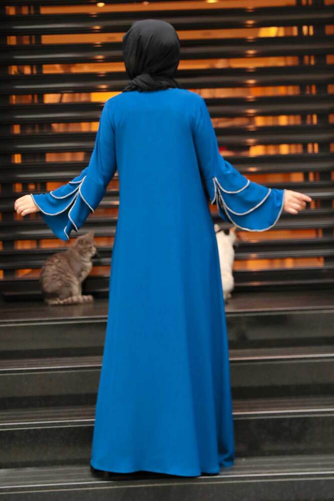 İndigo Blue Hijab Turkish Abaya 345900IM - 3