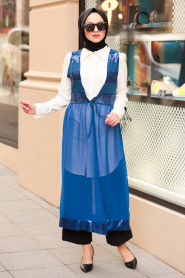 Indigo Blue Hijab Vest 70090IM - Thumbnail