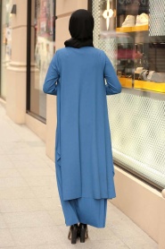 İndigo Blue Hijab Suit 8011IM - Thumbnail