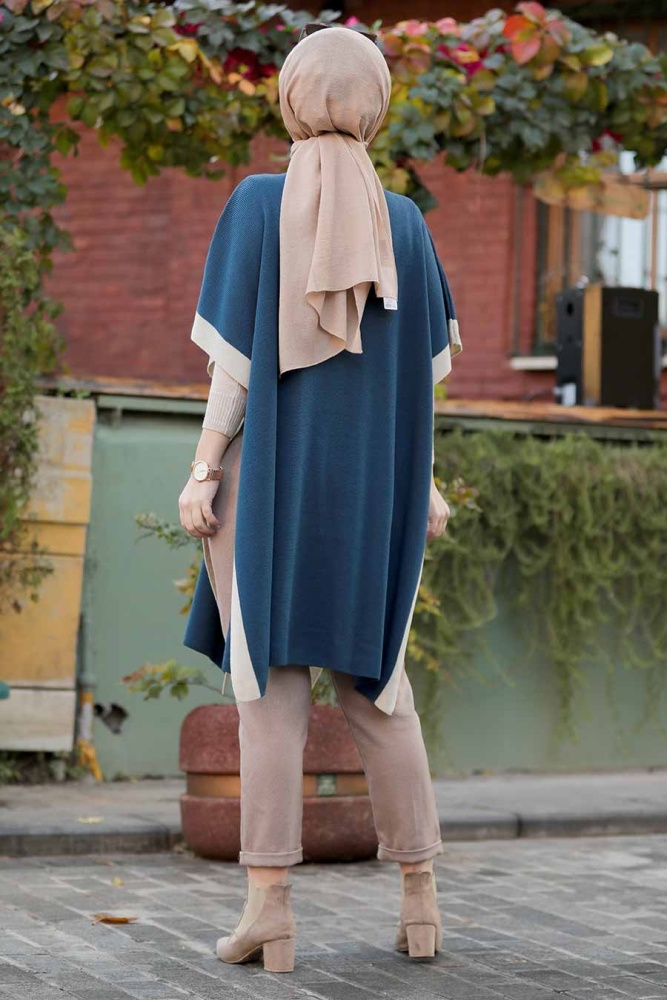 İndigo Blue Knitwear Poncho 10112IM - 3