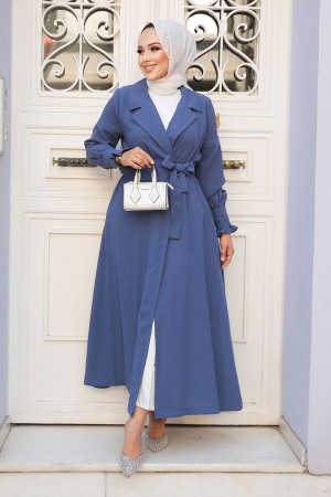 İndigo Blue Modest Coat 59931IM - 1